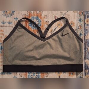 Nike Gray and Black V‑Neck Strappy Sports Bra